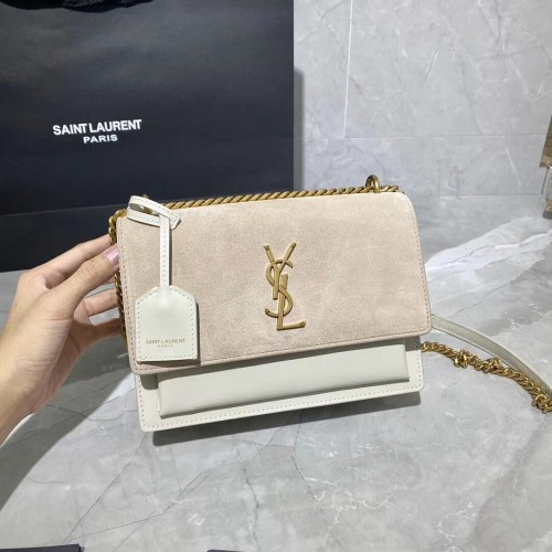Чанта за през рамо от телешка кожа Yves Saint Laurent Y422906L бяла