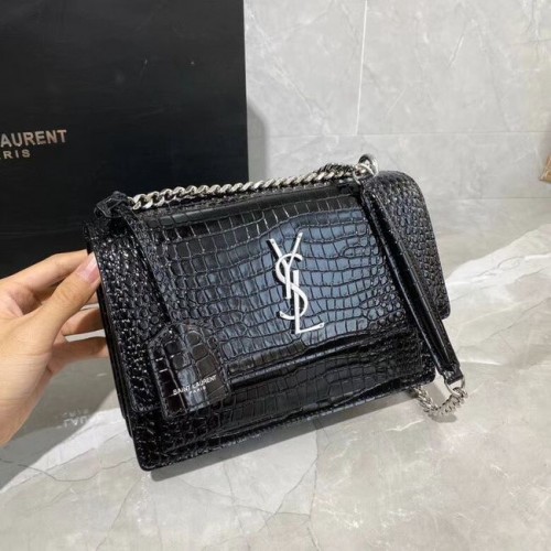 Чанта през рамо от телешка кожа Yves Saint Laurent Y542206A, черно-сребристо-метална