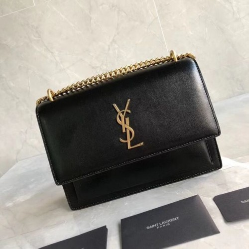 Чанта през рамо от телешка кожа Yves Saint Laurent Y542206B черна