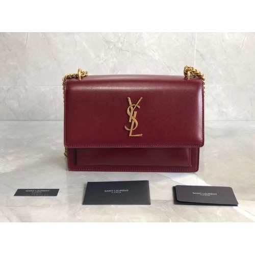 Чанта за през рамо от телешка кожа Yves Saint Laurent Y542206B червена