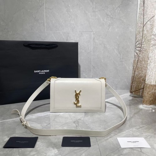 Чанта за през рамо от телешка кожа Yves Saint Laurent Y635627 бяла