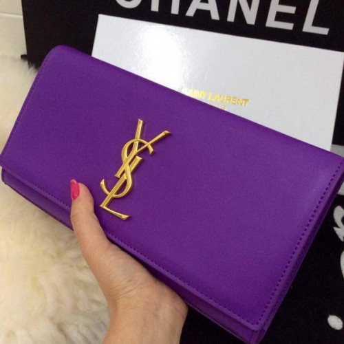 Чанта Yves Saint Laurent Classic Monogram Clutch 30210 Purple