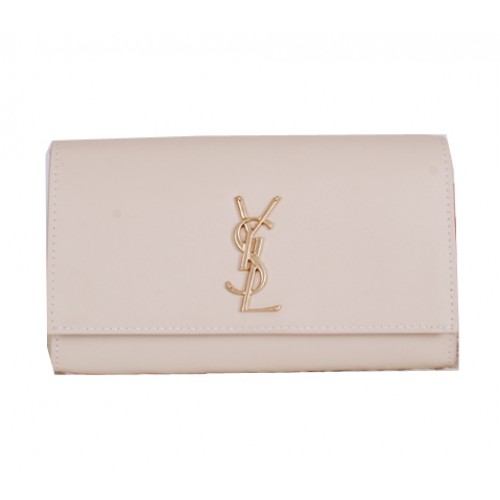 Чанта Yves Saint Lauren Classic Monogram Clutch Y7131 Off White