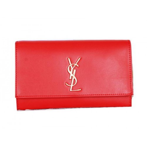 Чанта Yves Saint Lauren Classic Monogram Clutch Y7131 червена