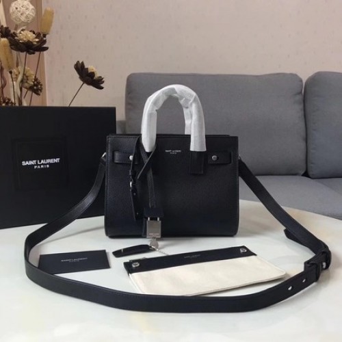 Чанта Yves Saint Laurent Classic Sac De Jour от телешка кожа Y398711 черна