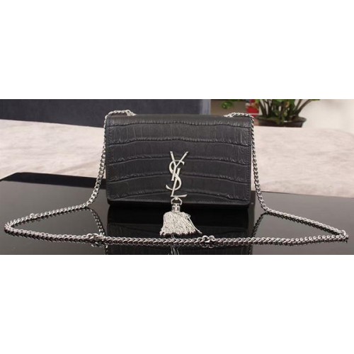 Чанта през рамо от крокодилска кожа Yves Saint Laurent 1311224 Черна