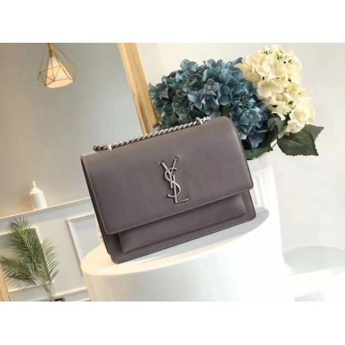 Чанта през рамо Yves Saint Lauren Crossbody Original Leatherhr Y8607 сива