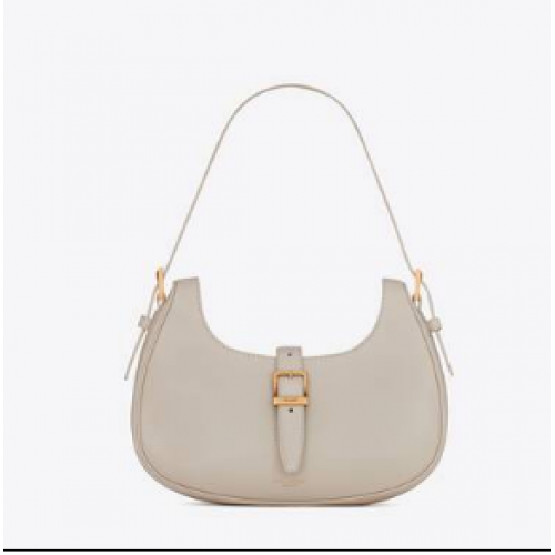 Yves Saint Laurent LE FERMOIR HOBO ЧАНТА ОТ БЛЕСТЯЩА КОЖА 6726152 BLANC VINTAGE