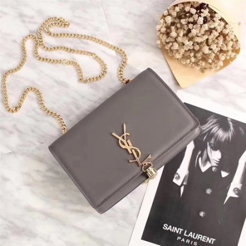 Чанта през рамо от кожа Yves Saint Laurent Y311227 сива