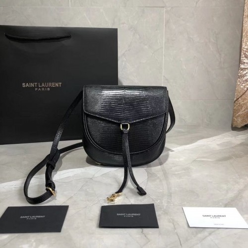 Чанта за през рамо Yves Saint Laurent Lizard Leather Y551559 Черна