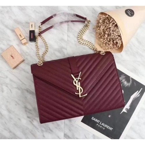 Чанта за през рамо Yves Saint Laurent MONOGRAMME Cannage Patterns 26588 Maroon