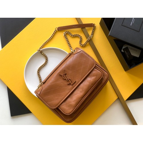 Чанта Yves Saint Lauren Niki Medium Chain 498894 Кафява