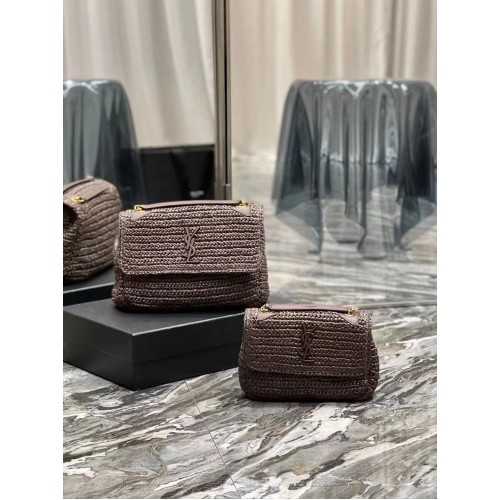 Чанта Yves Saint Laurent Niki Weave Y30261 тъмнокафява