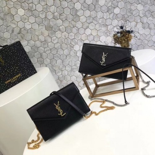 Чанта за през рамо от телешка кожа Yves Saint Laurent Original 2822 Черна