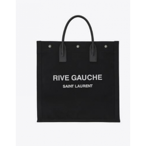 Пазарска чанта Yves Saint Laurent RIVE GAUCHE N/S от памук 9E1070 черна