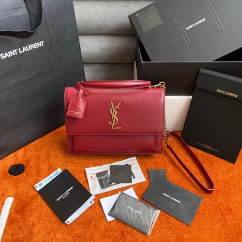 Чанта Yves Saint Laurent SUNSET СРЕДЕН РАЗМЕР ОТ ГЛАДКА КОЖА 442906 ЧЕРВЕНА