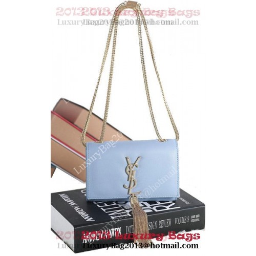 Чанта през рамо с мини монограм Yves Saint Laurent 5478 Светло синьо