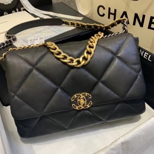 Голяма чанта с капак Chanel 19 AS1162 черна