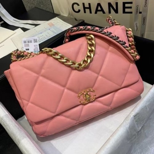 Голяма чанта с капак Chanel 19 AS1162 розова