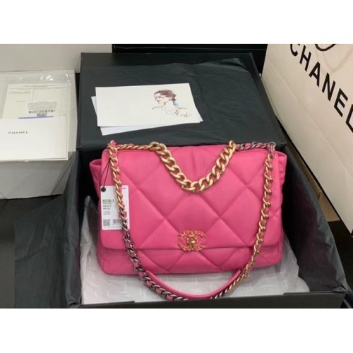 Голяма чанта с капак Chanel 19 AS1162 розова