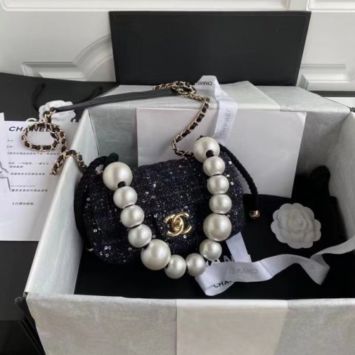 Чанта Chanel с капак Tweed 0593 черна